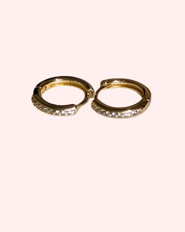 Gold Hoop with Crystals- medium